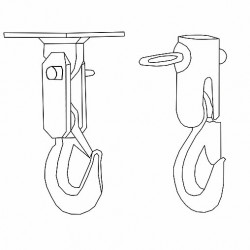 Non-rotating lifting hook for DLH and for mounting under DK with Probst rod