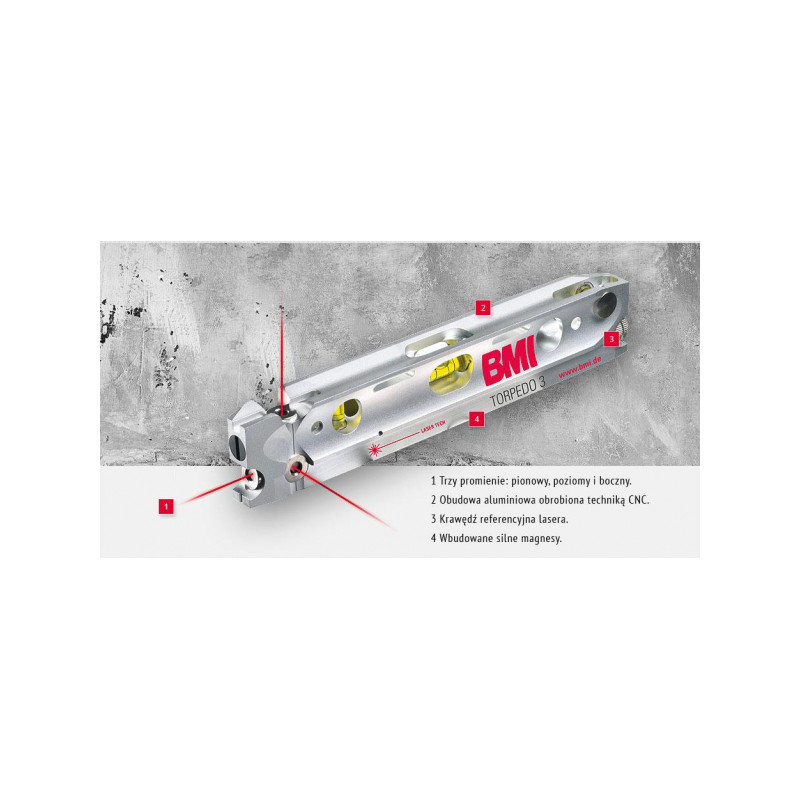 BMI TORPEDO 3 laser spirit level | Great Price | Online Store - Norwit.pl BMI TORPEDO 3 laser spirit level | Great Price | Online Store - Norwit.pl