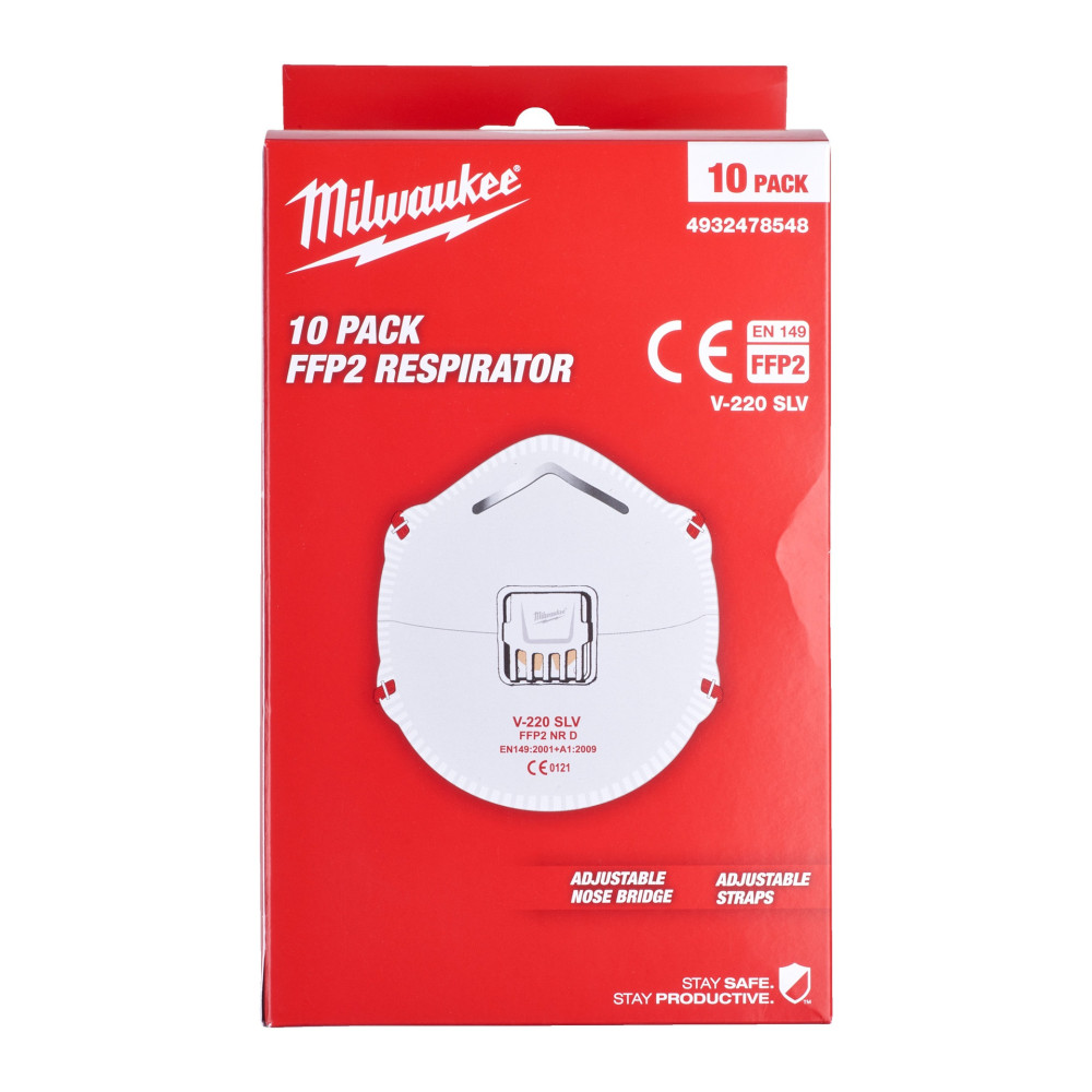 FFP2 respirator with valve - Milwaukee | FFP2 Respirator with Valve - 10 pc. | Great Price | Online Store - Norwit.pl