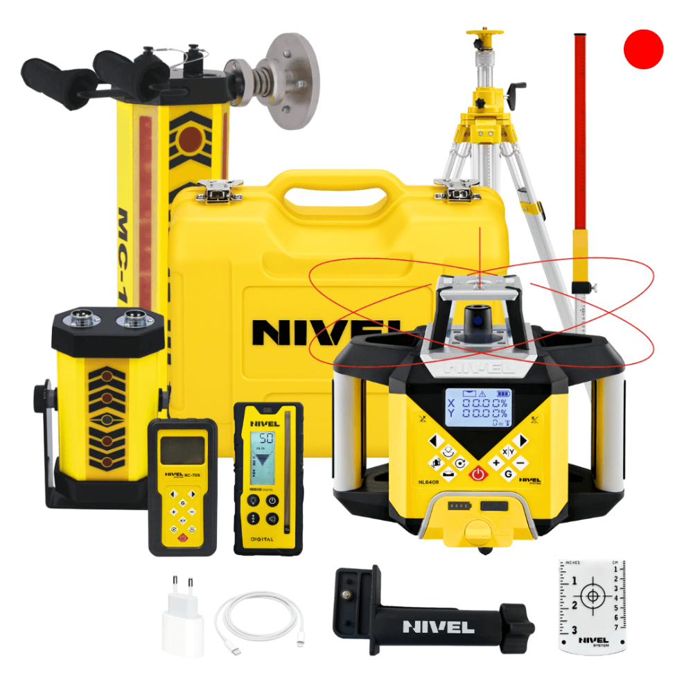 KIT Nivel System NL640R DIGITAL Laser Level - Tripod SJJ32 + Staff LS-24 + System MC-1D Magnets