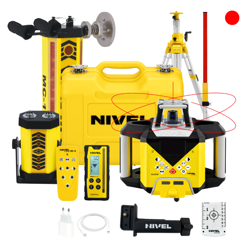 KIT Nivel System NL620R DIGITAL Laser Level - Tripod SJJ32 + Staff LS-24 + System MC-1D Magnets